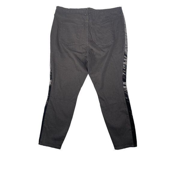 Good American Womens Legs‎ Paneled Velvet Skinny Jeans Black Pockets Plus SZ 24 - Picture 3 of 11